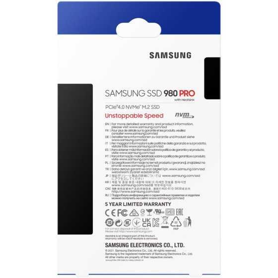 Samsung - Ssd Interne - 980 Pro - 1to - M.2 Nvme (mz-v8p1t0bw) à
